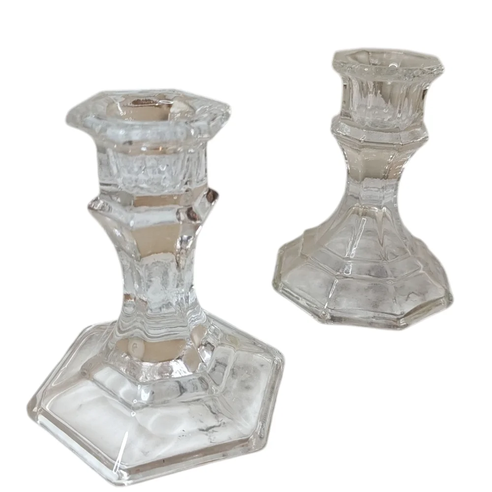 Clear Glass Taper Candle Holders Candlesticks